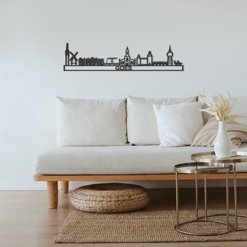 Skyline Goes Zwart Mdf 90 Cm Wanddecoratie Voor Aan De Muur Met Tekst City Shapes