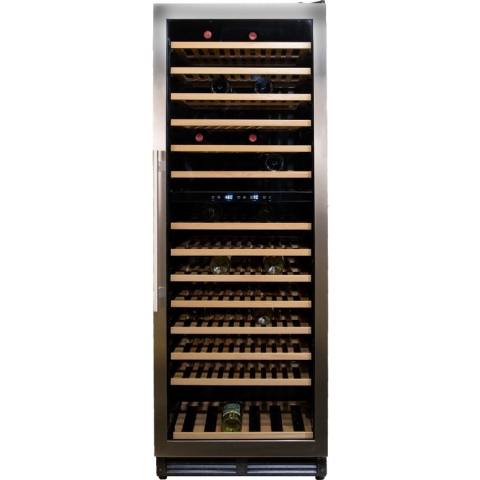 Vinata Premium Wijnklimaatkast Presanella - Vrijstaand en Onderbouw - RVS - 154 flessen - 171 x 59.8 x 68.5 cm - Glazen deur