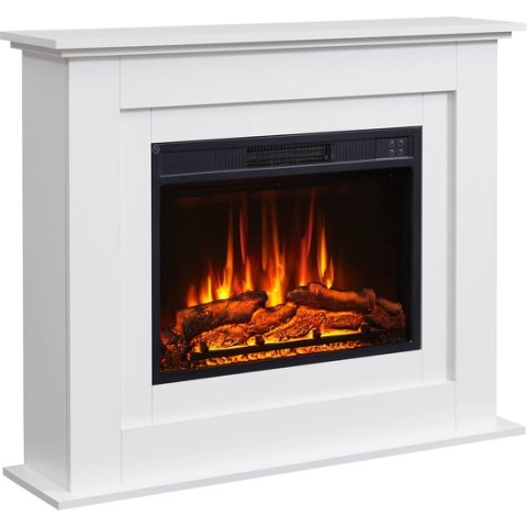Elektrische Sfeerhaard Finn Wit 25 x 100 x 82 cm – 2000 Watt - Realistisch 3D vlammeneffect - Met afstandsbediening