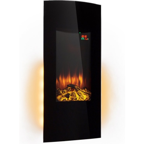 Klarstein Lamington Elektrische Haard - Verwarmingsventilator - Vermogen: 1000/2000 Watt - Afstandsbediening - LED-Vlammen Met Houtblokken - Instelbare Helderheid - Glazen Ruit - Timerfunctie - Thermostaat - Modern Design - Sfeerverlichting - Zwart