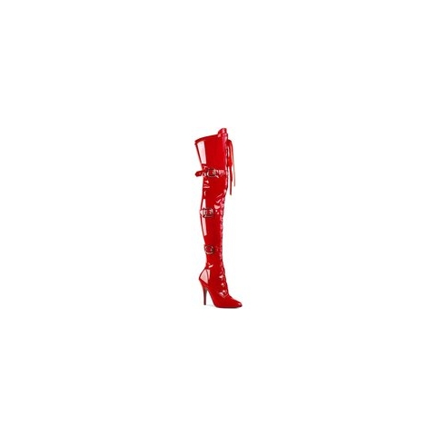 SEDUCE-3028 (EU 39 = US 9) 5 Heel Ribbon Stretch Thigh High Boot w/ Grommet