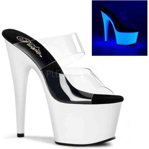 Pleaser Muiltjes -35 Shoes- ADORE-702UV US 5 Zwart/Wit