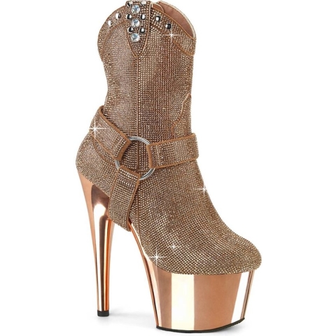 Pleaser Plateau Laarzen, Paaldans schoenen -37 Shoes- ADORE-1029CHRS US 7 Roségoudkleurig