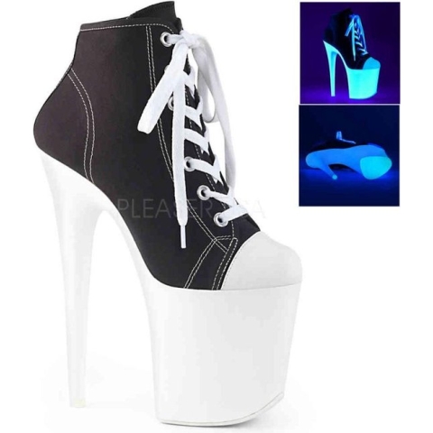 Pleaser Plateau Laarzen, Paaldans schoenen -36 Shoes- FLAMINGO-800SK-02 Paaldans schoenen Zwart