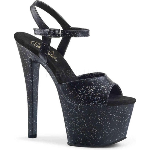 Pleaser Sandaal met enkelband, Paaldans schoenen -39 Shoes- SKY-309MMG Paaldans schoenen Zwart