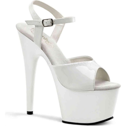 Pleaser - ADORE709 Ankle strap sandal, Pole dance shoes - Paaldans schoenen - 45 Shoes - Wit