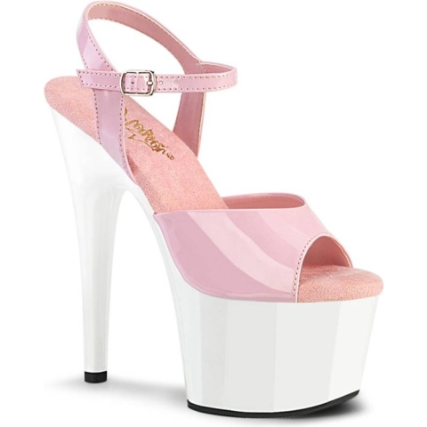 Pleaser Sandaal met enkelband, Paaldans schoenen -35 Shoes- ADORE-709 US 5 Roze/Wit