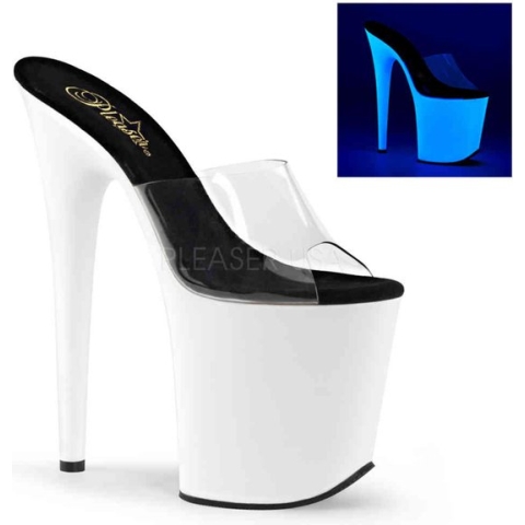 Pleaser Muiltjes -41 Shoes- FLAMINGO-801UV Paaldans schoenen Wit/Transparant