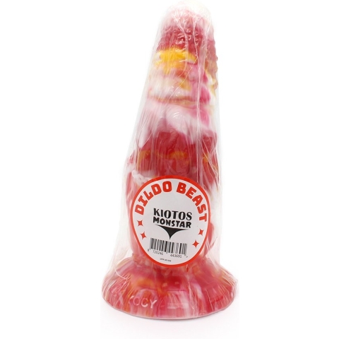 Kiotos Monstar - Dildo Beast 4 - 21 x 6.5 cm - Tie Dye Oranje/Wit/Rood