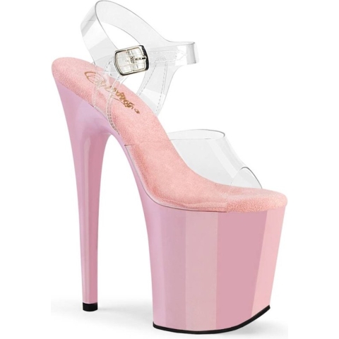 Pleaser Sandaal met enkelband, Paaldans schoenen -39 Shoes- FLAMINGO-808 US 9 Transparant/Roze