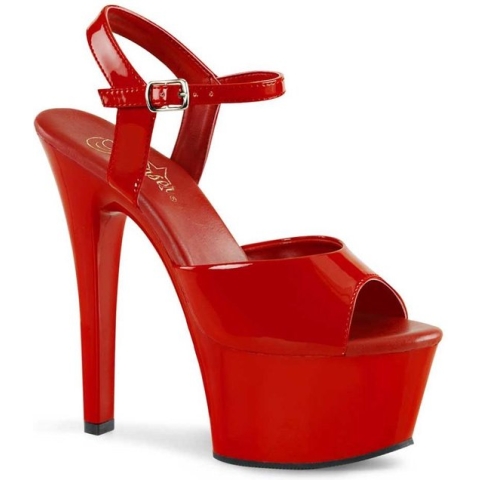 Pleaser - ASPIRE609 Ankle strap sandal, Pole dance shoes - Paaldans schoenen - 42 Shoes - Rood