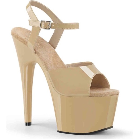 Pleaser Sandaal met enkelband -42 Shoes- ADORE-709 Creme