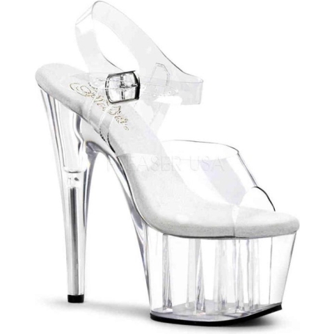 Pleaser - ADORE708 Ankle strap sandal, Pole dance shoes - Paaldans schoenen - 41 Shoes - Transparant