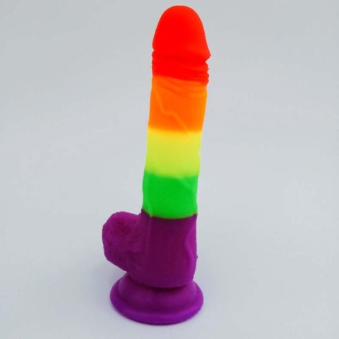 Erodit® Regenboog Dildo 26,5 cm - Pride LGBTQIA+ kleuren Dildo, 4 AFMETINGEN, realistische penis met balzak en stevige zuignap, Dildo manne Anaal - vaginaal met zuignap - unisex - Sekstoys, seksspeeltje voor koppels - man - vrouw