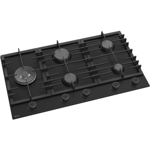 Wiggo WH-G935RR(B) - Built-in gas hob with Wok - 90cm - Zwart