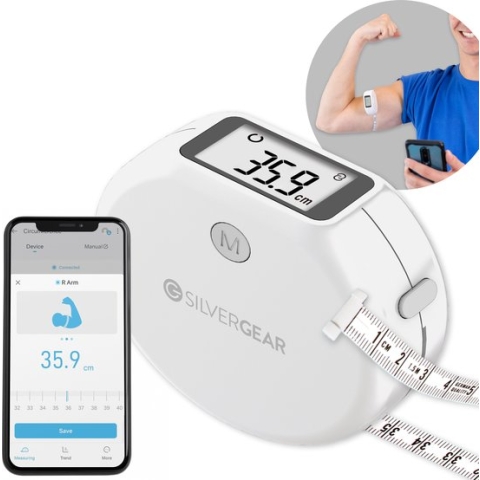 Silvergear Meetlint Lichaam - Omtrekmeter - Body Mass Tape - Slimme Omvangmeter Met App - Rolmaat
