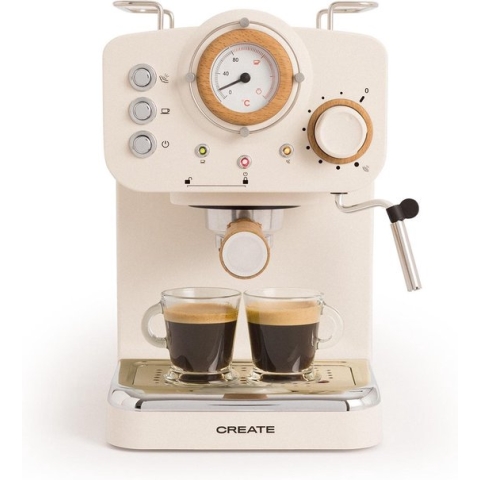 CREATE - Express Koffiemachine - Mat Gebroken wit - Gemalen koffie - Espresso - Cappuchino - Machiato - Americano - THERA MATT RETRO
