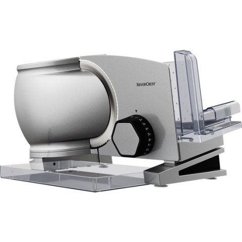 Silvercrest Kitchen Tools Snijmachine - Voor het moeiteloos snijden van brood, vleeswaren, kaas en groenten - Vermogen: 120 W - Lengte snijbasis: 20 cm - Met nauwkeurig, afneembaar mes van RVS - Met Veiligheidsschakelaar