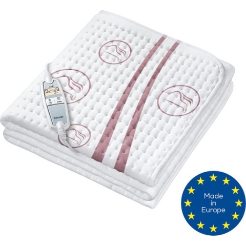 Beurer Elektrische deken | Onderdeken| 150 x 80 cm | UB 90 | Test: 'zeer goed' | 2 x 9 Warmtestanden | 2 Zones | Automatische terug-en uitschakeling | Fleece | Machinewasbaar | 5 Jaar garantie | Wit
