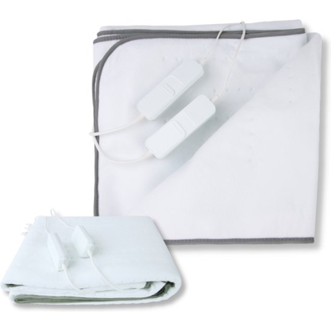 Xiaoda electrische deken 2 persoons warmte onderdeken dubble schakkelaren 3 standen 120Watt automatische uitschakeling overhittingsbescherming 170x150cm wit