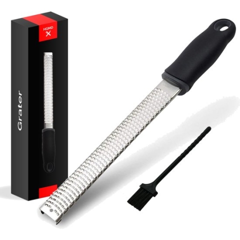 HGMD® Handrasp lang - Rasp - Citroenrasp - Kaasrasp - Gemberrasp - Knoflookrasp - Smalle lange rasp - RVS rasp - inclusief borstel