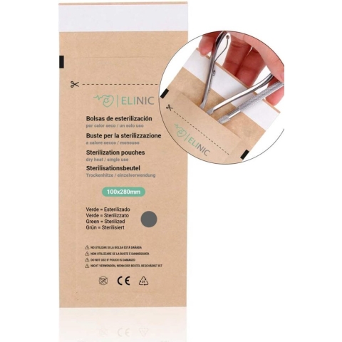 Sterilisatiezakjes selfseal 100 X 280 mm (100 stuks) autoclaaf zelfklevende zak. Zelfklevende zakken voor hittesterilisatie), medische gebruiksvoorwerpen, nagel, schoonheidssalons, kapsalons, tatoo, enz.