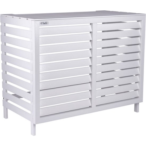 Kunststof Airco Omkasting Cover – Buitenunit Omkasting "Houtlook" WIT RAL 9010 85x105x54