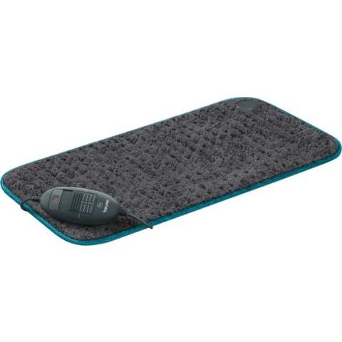 Beurer Elektrisch Warmtekussen XXL | Heating pad | 60 x 30 cm | HK 123 Limited Edition 2023 | 3 Warmtestanden | Max 65°C | Snelle opwarming | Automatische uitschakeling | Fleece | Machinewasbaar | 3 Jaar garantie | Grijs/aqua