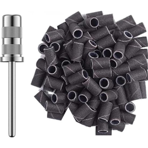 Goodbitz® - Schuurrolletjes Nagelfrees - 100 grit - 100 stuks - Schuurrolletjes 100 - Schuurrol - Schuurrollen - Schuurrolletjes 100 - Schuurrollen 100 grit - Schuurhulzen - Mandrel bitje - Mandrel - Sanding bands nagels - Sanding bands nails