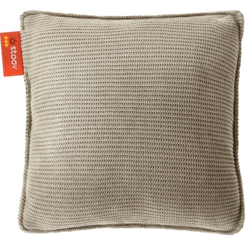 Stoov Warmtekussen | Ploov | Duurzaam & Draadloos | Infrarood warmtekussen | 45x45 Knitted Sandbeige | Standaard Batterij