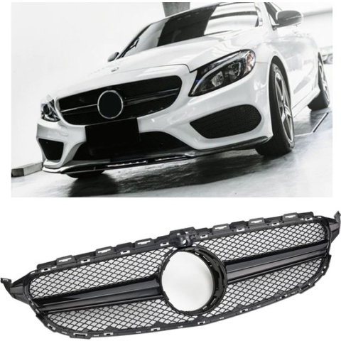 Grill Sport grille 360° past op Mercedes W205 pre-facelift zwart / zwart