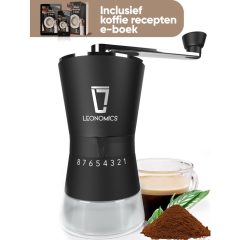 Leonomics Premium Koffiemolen Handmatig - Bonenmaler voor Koffiebonen met Verstelbare Maalstanden