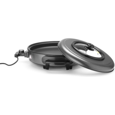 Hendi Partypan - Elektrische Hapjespan met Deksel - Anti-Aanbak - Ø62x(H)19cm - Binnenpan: Ø55cm
