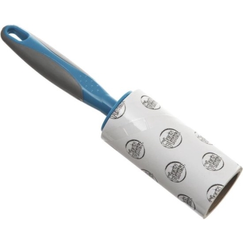 Kledingroller/kleefroller grijs/blauw 21 cm met 60 vellen - Pluizenroller - Kledingborstel