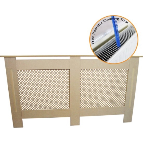 Radiatorombouw - MDF - Onbewerkt - 1515mm(L)x188mm(B)x820xmm(H) - GRATIS flexible reinigingsborstel - bevestiginsbeugels inbegrepen - radiatorbekleding radiatoromkasting
