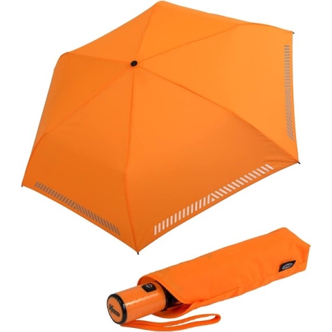 Mini kinderparaplu Safety Reflex extra licht, Neon Oranje-automatisch, zakparaplu automatisch