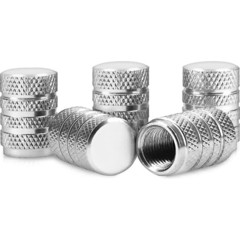 kwmobile 5x autoventieldoppen - Ventieldopjes van metaal in zilver - Ook voor fiets en motor