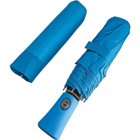 Paraplu zakparaplu voor dames met op- en af automatisch - regenscherm groot stormbestendig - mini paraplu compact licht voor regenbescherming - paraplu effen stil - diameter 100 cm Lichtblauw