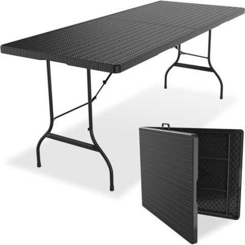 LifeGoods Klaptafel - Inklapbare Tafel - 180 cm - Verstelbare Vouwtafel - Campingtafel - 6 tot 8 Personen - Zwart