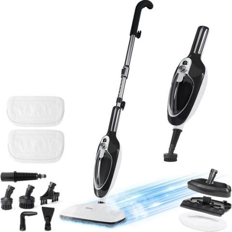 REINFORT® 12 in 1 Stoomreiniger Én Handstomer - Tapijtreniger - Vlekkenreiniger - Met Opzetstukken Voor Alle Vloeren, Bank, Badkamer En Tapijt - Vloerreiniger - Zwart