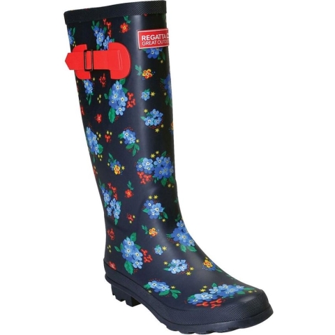 Regatta - Wellington regenlaarzen voor dames - Ly Fairweather II - Navy/Bloemen - maat 38EU