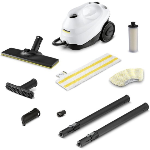 Kärcher SC 3 EasyFix stoomreiniger - Inclusief vloerreinigingsset EasyFix - Opwarmtijd: 30 sec. - Ontkalkingspatroon - 1.900 W - Gebruiksoppervlakte: 75 m² - Reservoir 1 l - Microvezeldoeken