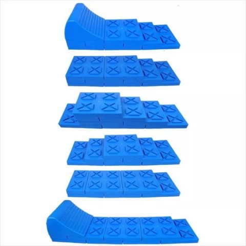 Pro Plus Oprijblok - Leveller - Multifunctioneel - Stapelbaar - Blauw - 9 delig