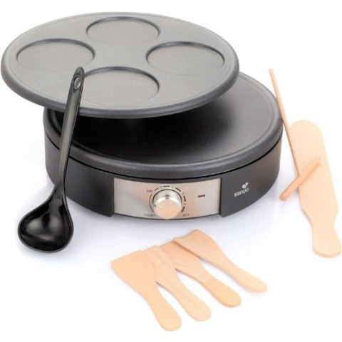 Pannenkoekenmaker - Elektrische Pancake Maker - Verwisselbare Platen - 1500W - Zwart