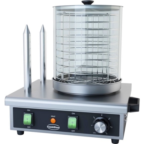 Combisteel Hotdog warmer RVS Glas met 2 brood warmtestaven