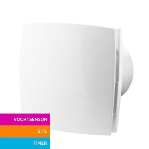Badkamerventilator Ø 125mm - vochtsensor - timer - zeer stil