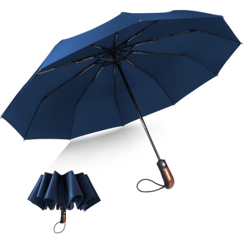 Paraplu Winddichte, Opvouwbare Paraplu Storm Automatische Parasol UV-bescherming Paraplu Waterbestendige Teflon Zakelijke Paraplu Windbestendige zon Regen Draagbaar Reisparaplu - Blauw
