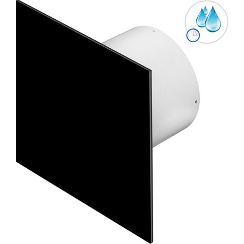 Badkamerventilator SILENT Ø100 mm - Timer en vochtsensor - Zwart glans