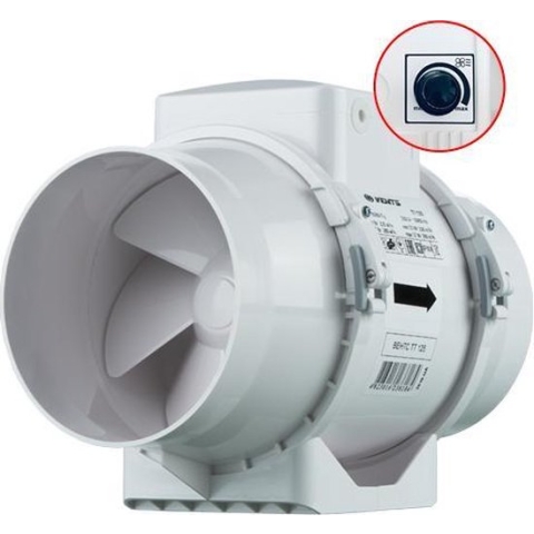 Vents buisventilator TT P Ø125 mm - 280 m³/h - Incl. volume regelaar - met Stekker