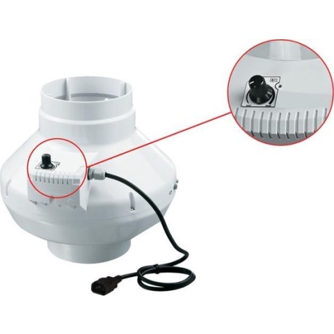 Vents buisventilator VK Ø125 mm - 355 m³/h - Incl. luchtvolume regelaar